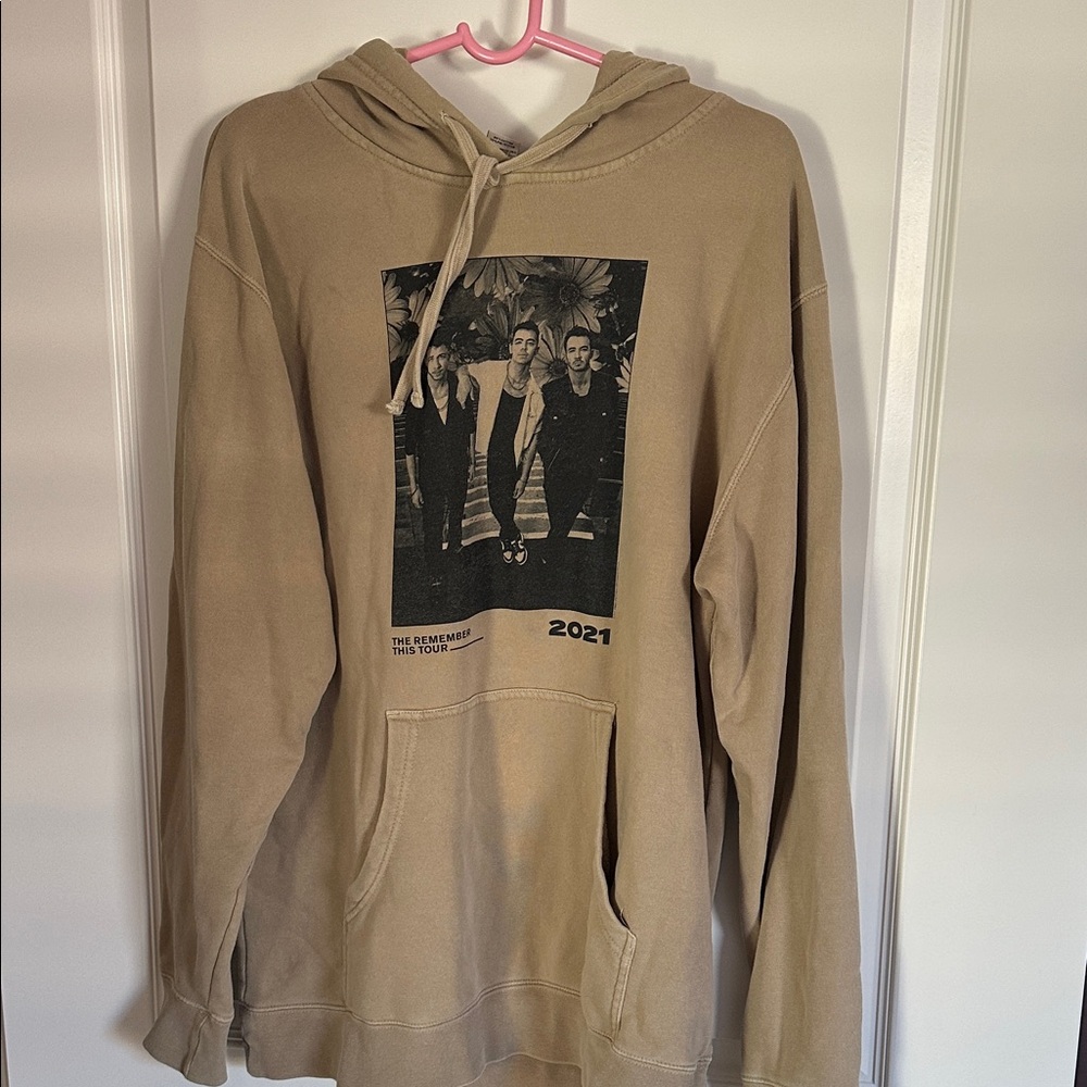 Jonas Brothers 2021 “The remember this” tour Men's Tan Graphic Hoodie